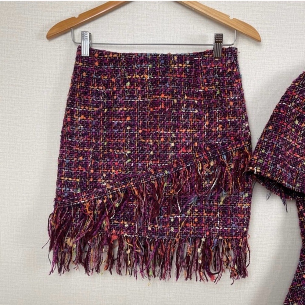 NWOT Zara Chic Fringe Tweed Skirt - Multicolor